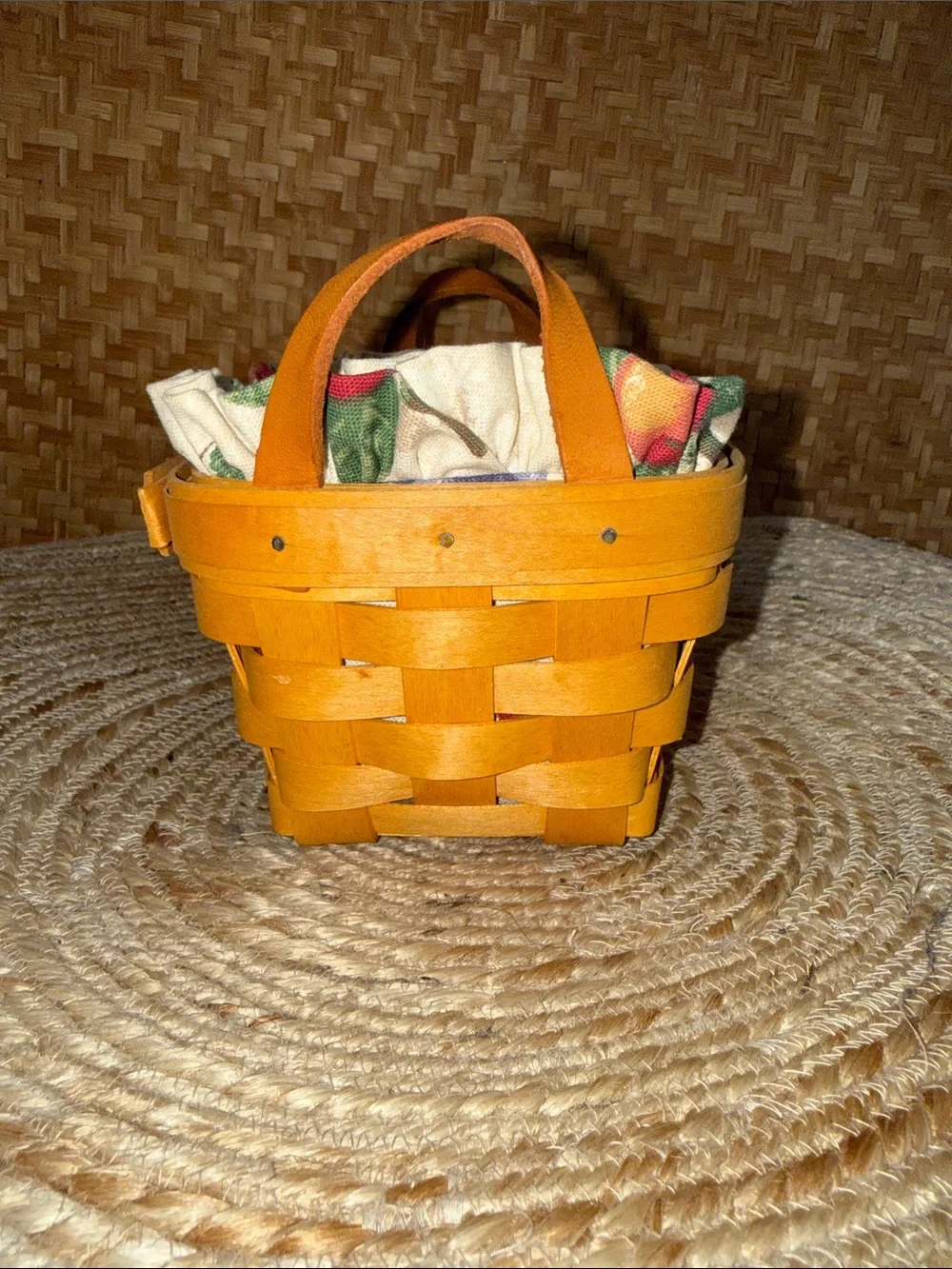 Longaberger 2002 Tea Basket Set with Liner Protector and Authentication Card
